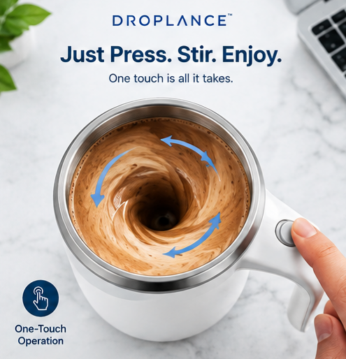 DROPLANCE™ Automatic Magnetic Coffee Stirring Mug