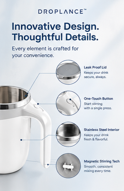 DROPLANCE™ Automatic Magnetic Coffee Stirring Mug