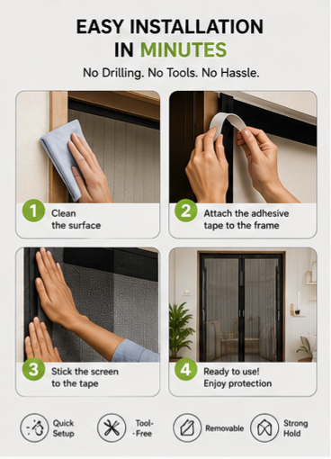 DROPLANCE™ MosquitoGuard AirShield Pro | Keep Fresh Air Flowing While Keeping Mosquitoes Out | Auto closing with magnets